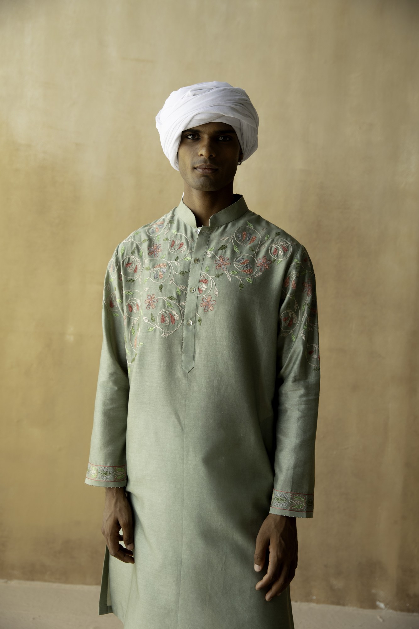 Pista Green Floral Embroidered Kurta 3